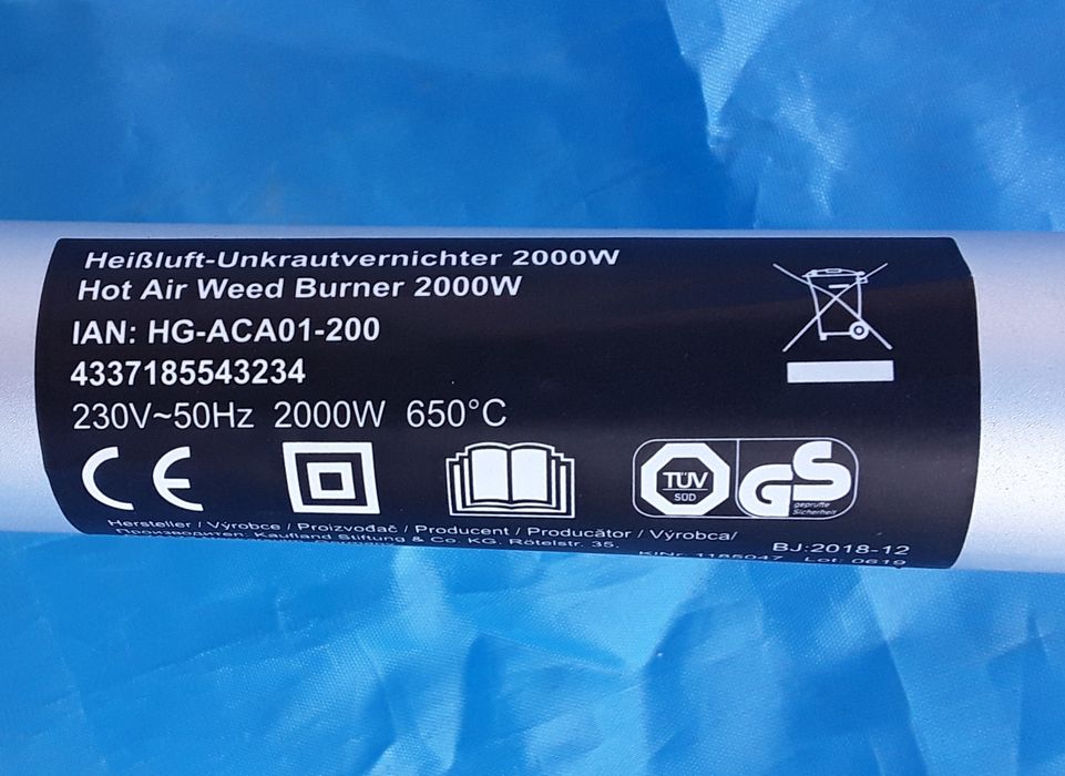 Arzător electric de buruieni cu aer fierbinte 2000 W 650°C - 120 Lei
