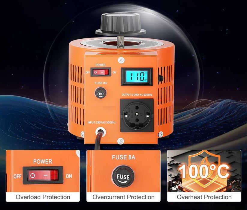 Autotransformator variabil VARIAC variator de tensiune 1000W digital