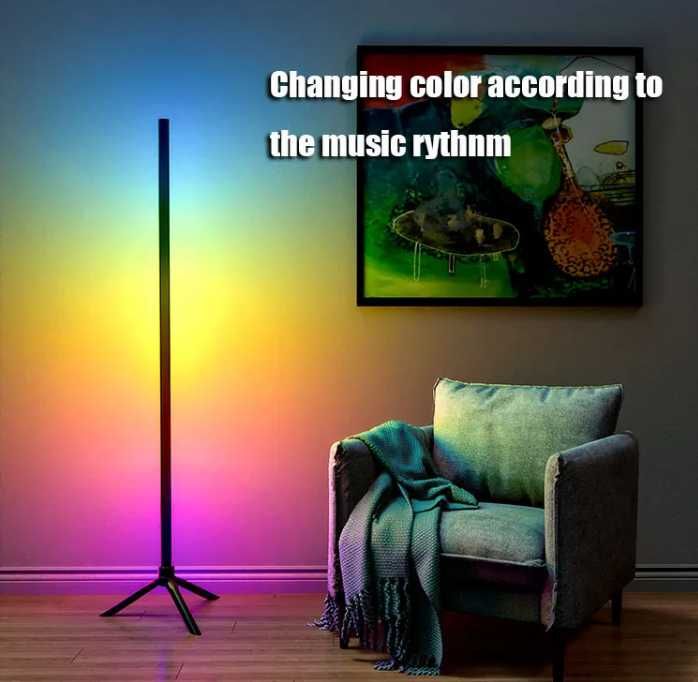 NOU-Lampa de colt LED Smart, RGB, sincronizare pe muzica, 120cm