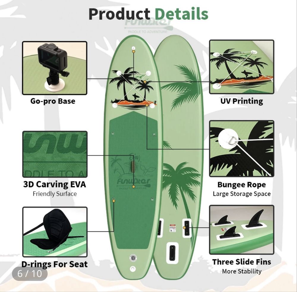 SUP 335см наличен Падъл борд FUNWATER съп Paddle board