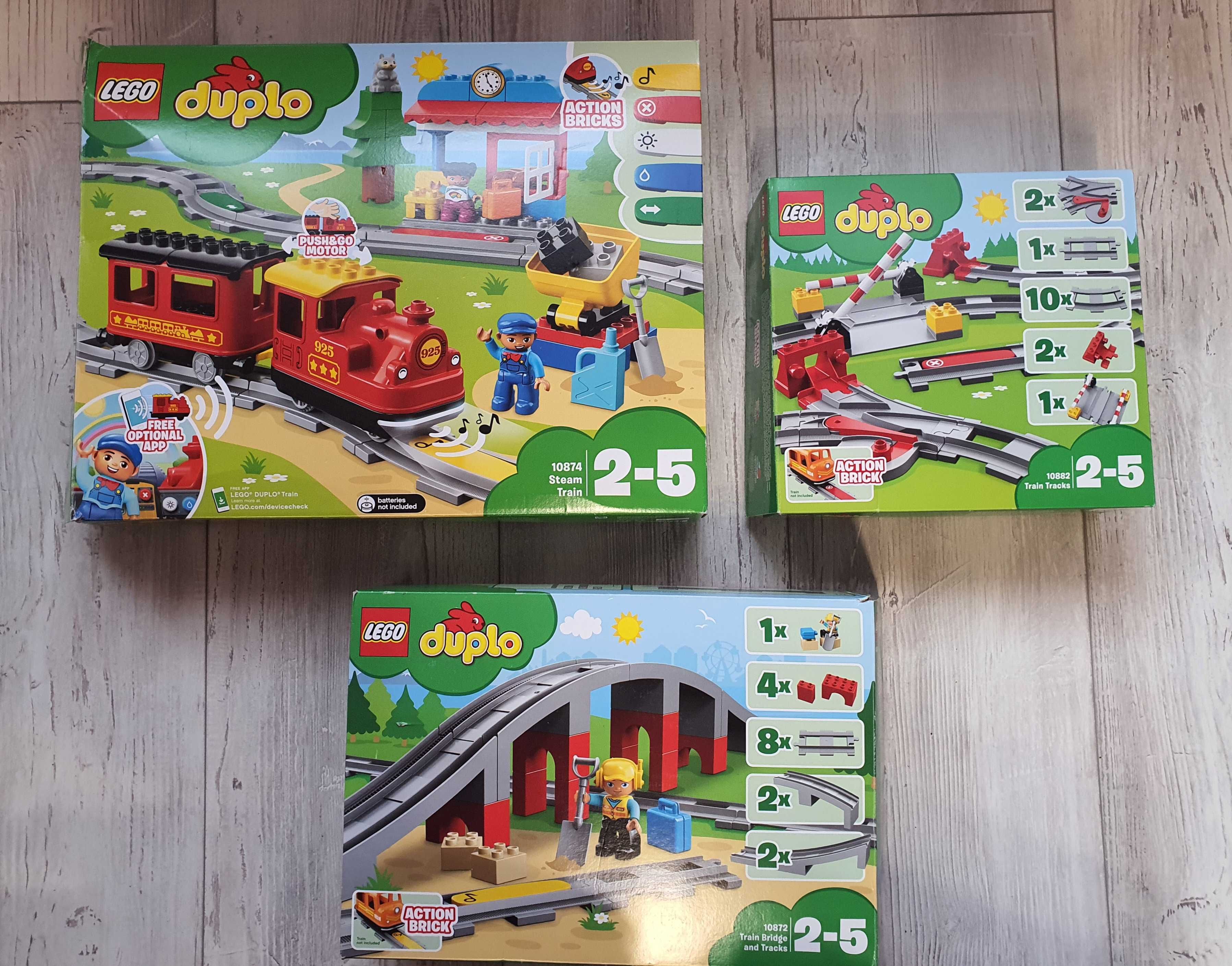 Lego duplo парен влак 10874,допълнително релси Lego 10882, мост- 10872