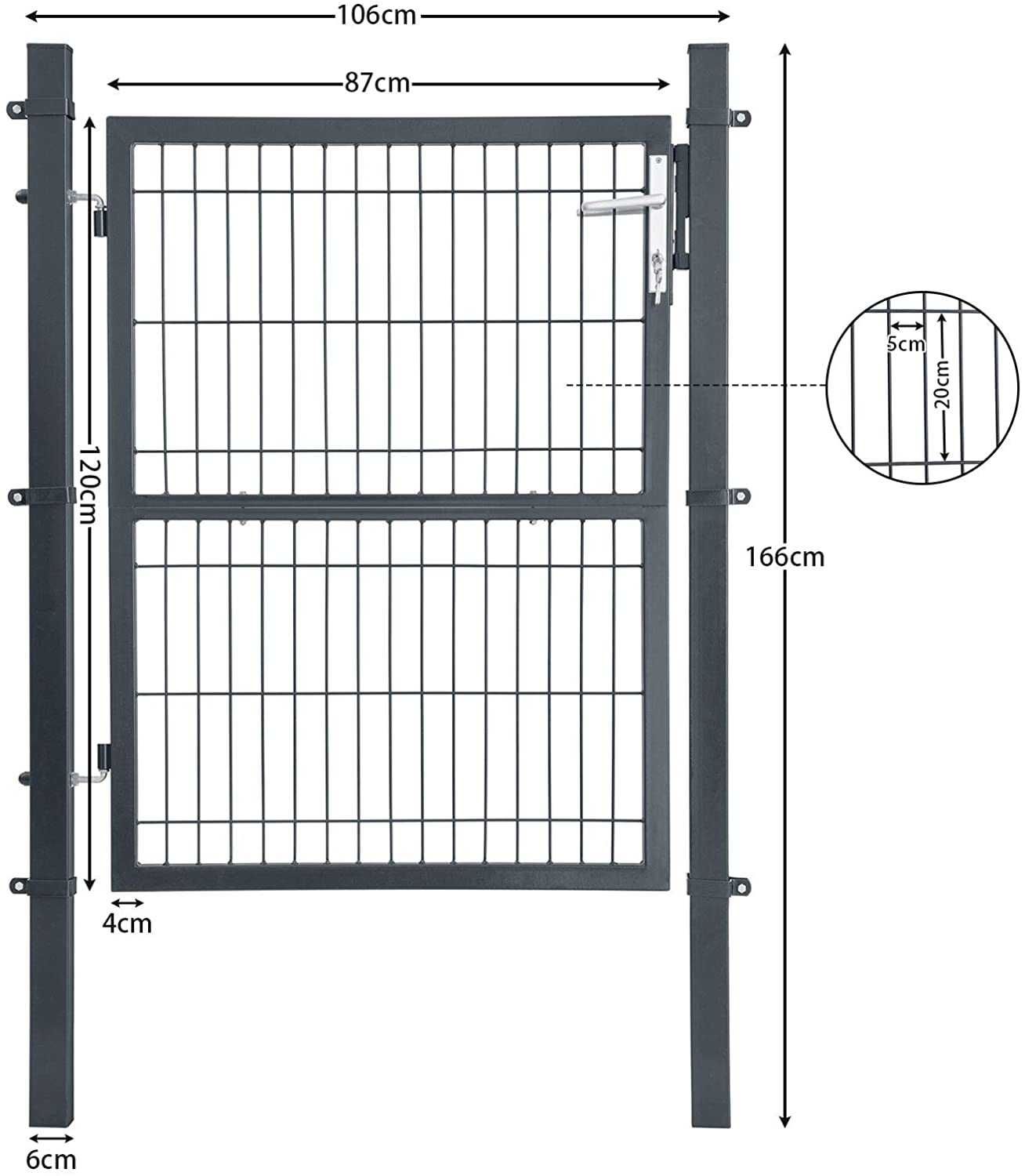 Градинска врата (единична), 106 х 166 см, сива SH27GD02