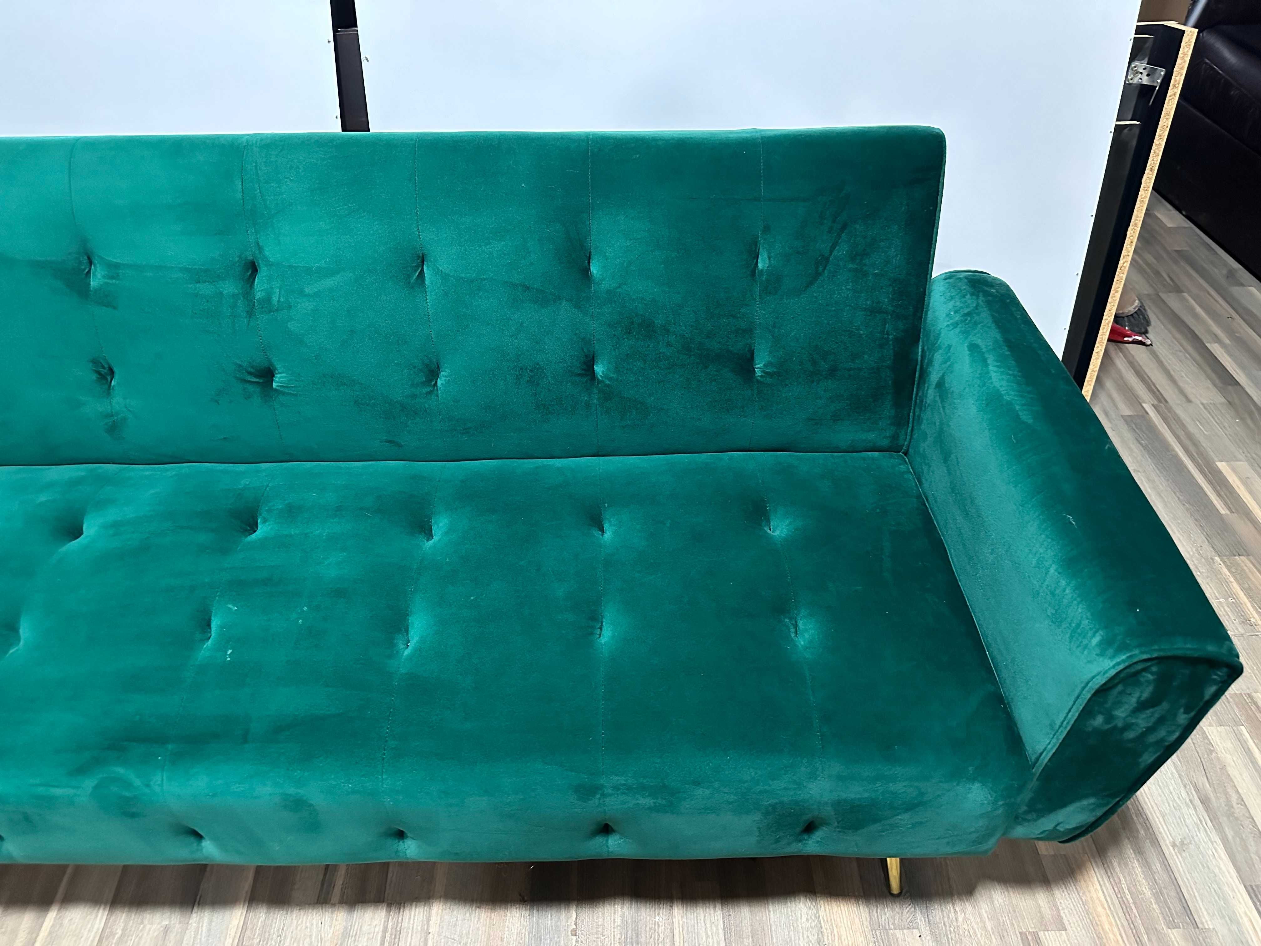 Canapea verde Extensibila; Pat cu Saltea 175x100 cm
