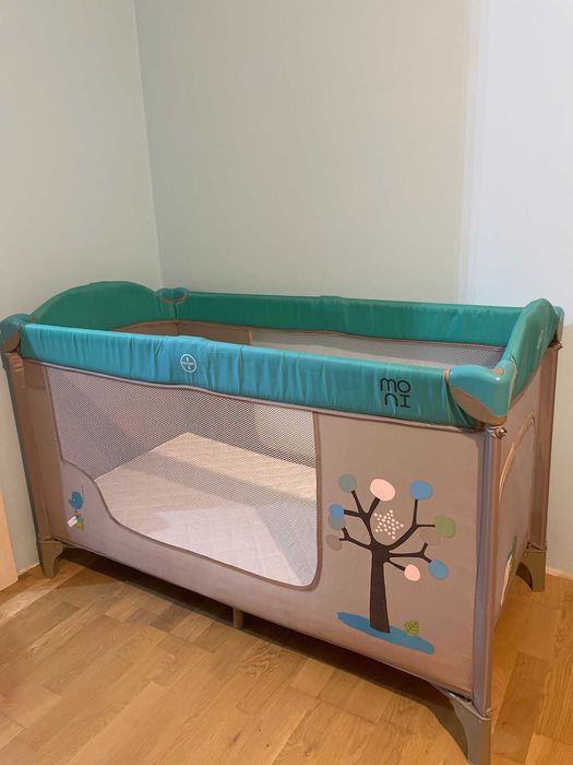 Pătuț de voiaj pliabil, nefolosit (saltea de cocos+cearceafuri bonus)