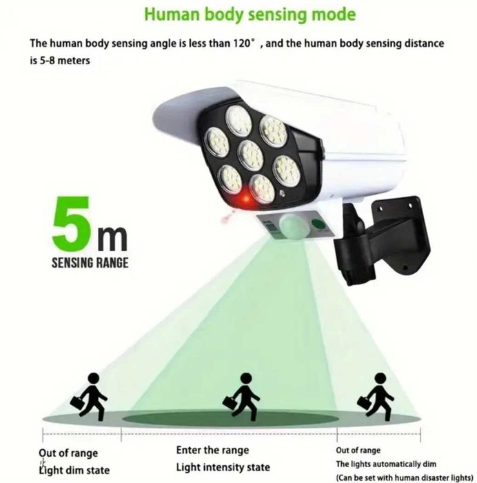 Соларна Лампа Камера с дистанционно 180W Мощност 77LED