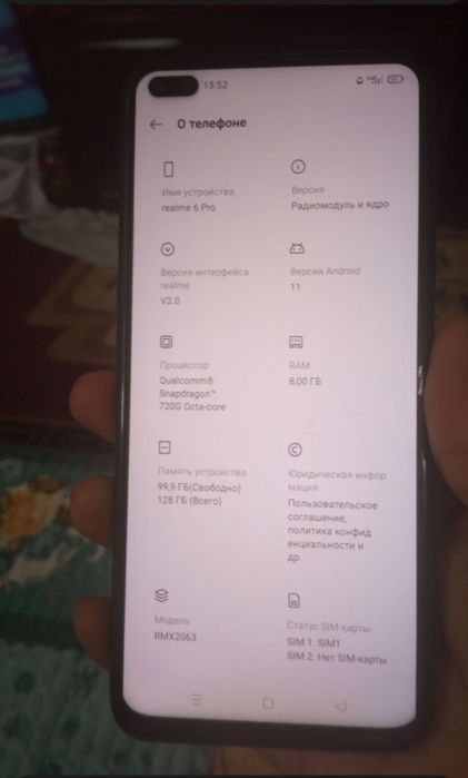 Realme 6 pro 8/128gb ideal holatda aybi yoʻq yili 2021