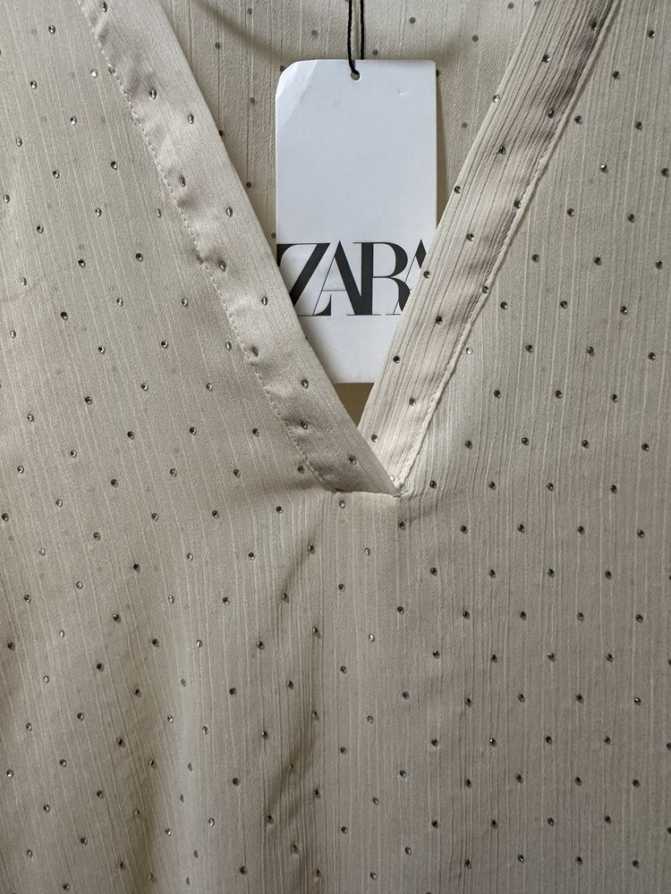 Чисто нови!! Дамска риза Zara с камъни, с дантела