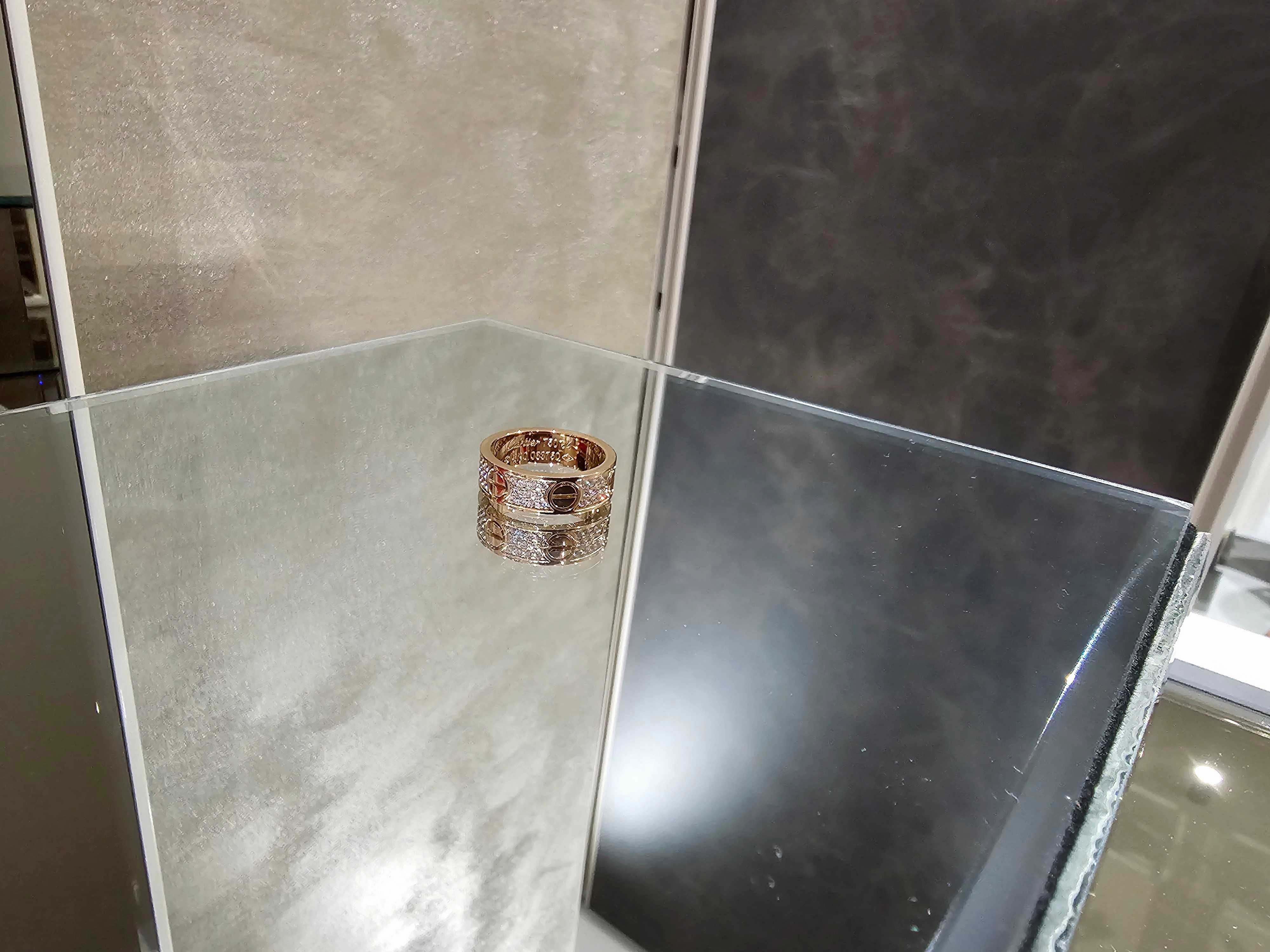 CARTIER Love Band Rose Gold Classic Model Paved Diamonds Пръстен
