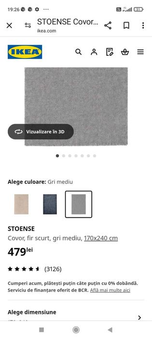 Covor gri, nou, Ikea