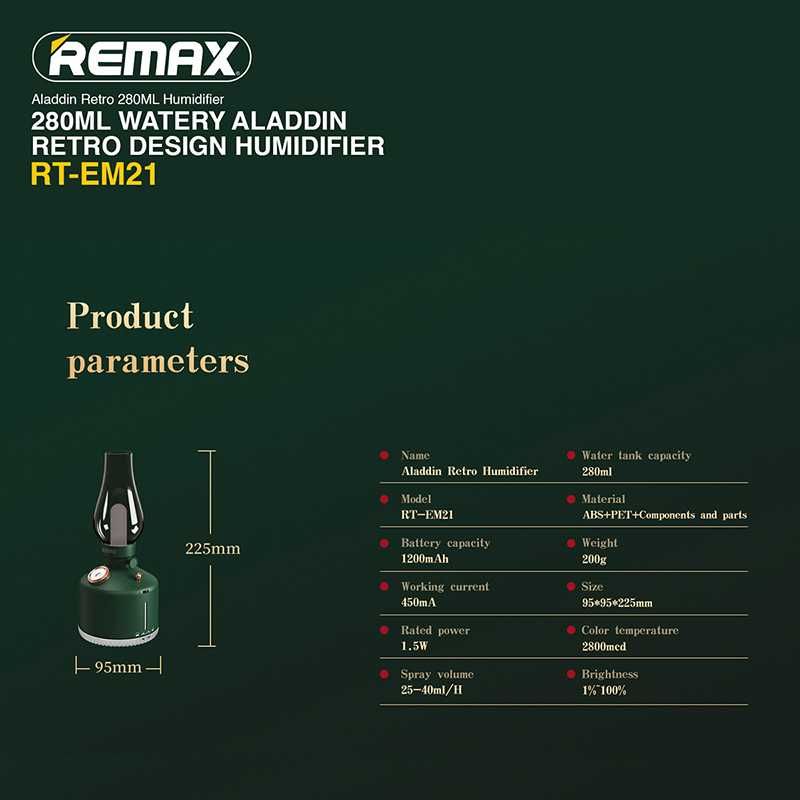 Remax увлажнитель воздуха и ночной лампа Led Aladdin Retro Humidifier