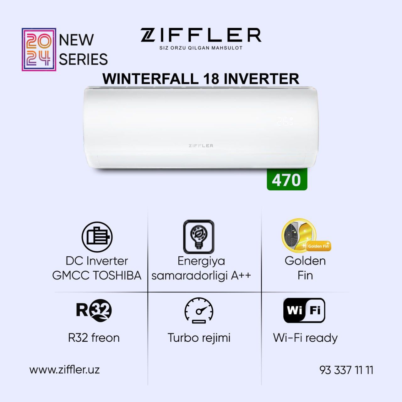 Кондиционер ZIFFLER WINTERFALL 18 Inverter Wi Fi R32 GMCC Toshiba 2024