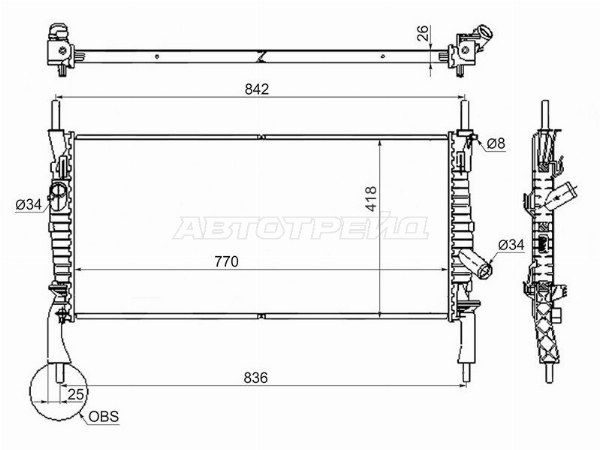Радиатор охлаждения двигателя  Ford Transit