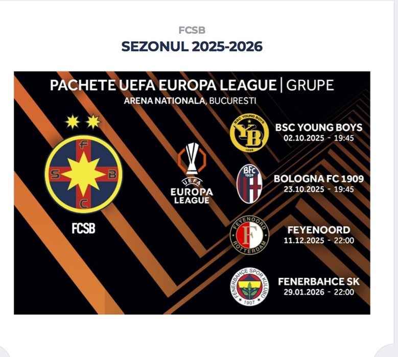 Bilete Europa League FCSB - Feyenoord