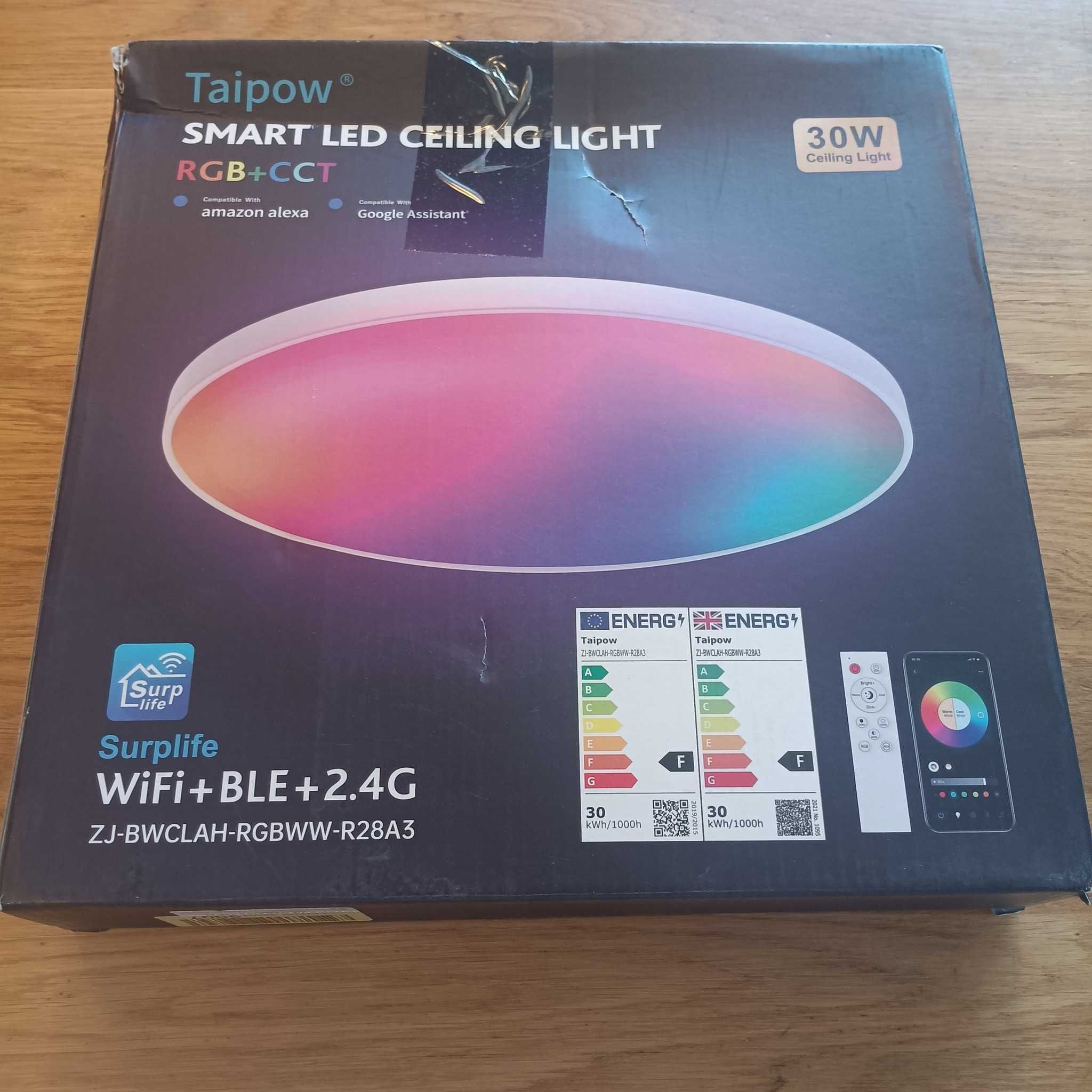 НОВА! Смарт LED таванна лампа 30W с дистанционно, RGB