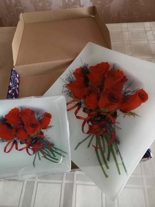 Набор тарелок для десерта  из закаленного стекла