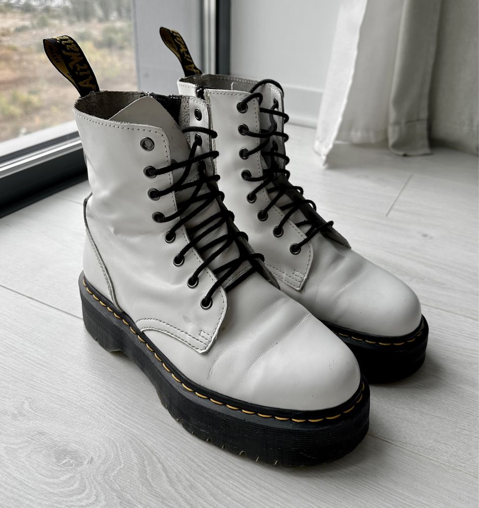 Dr Martens Jadon White Platform bocanci alb