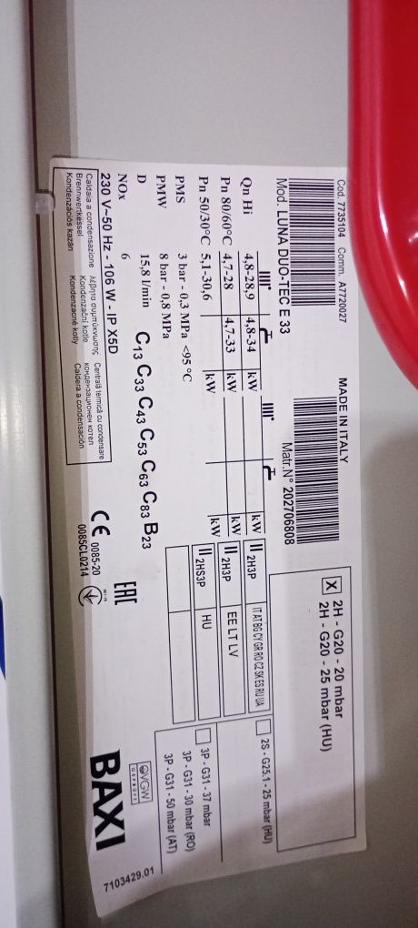 Centrala Baxi 33kw