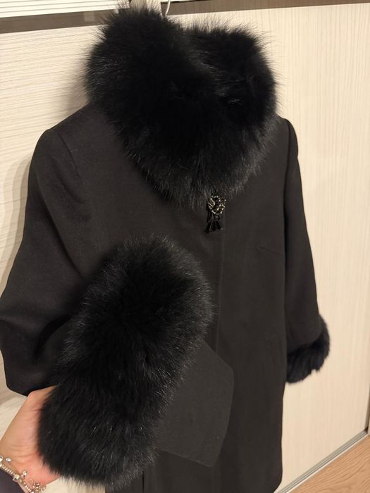 Palton cu blana naturala si cashmere