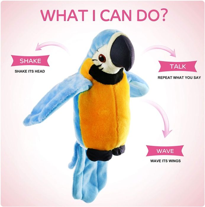 Плюшен говорещ папагал играчка робот електронен Повтарящ всяка дума +
