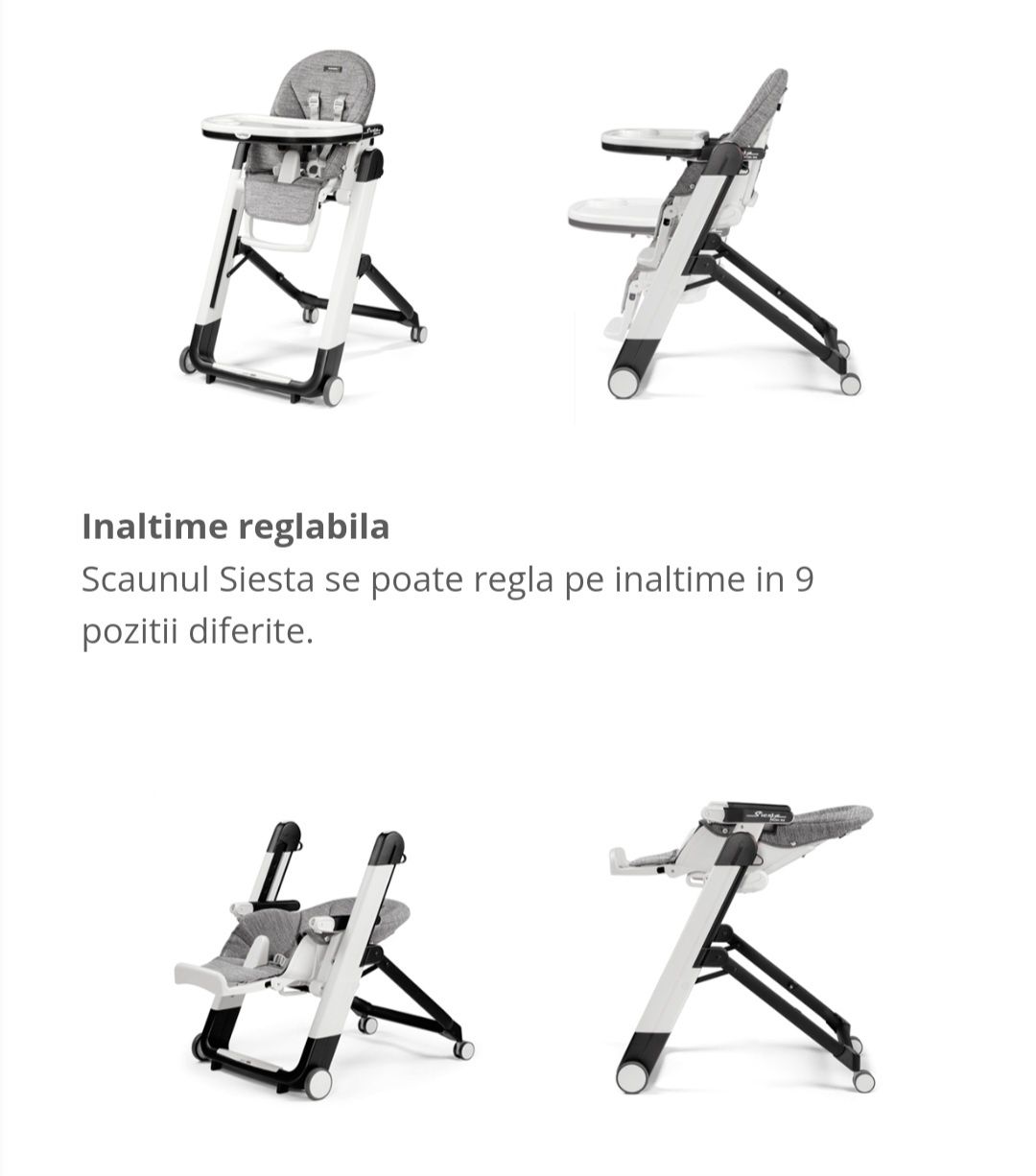 Scaun De Masa 2 in 1 Peg Perego, Siesta Follow Me, Wonder Grey