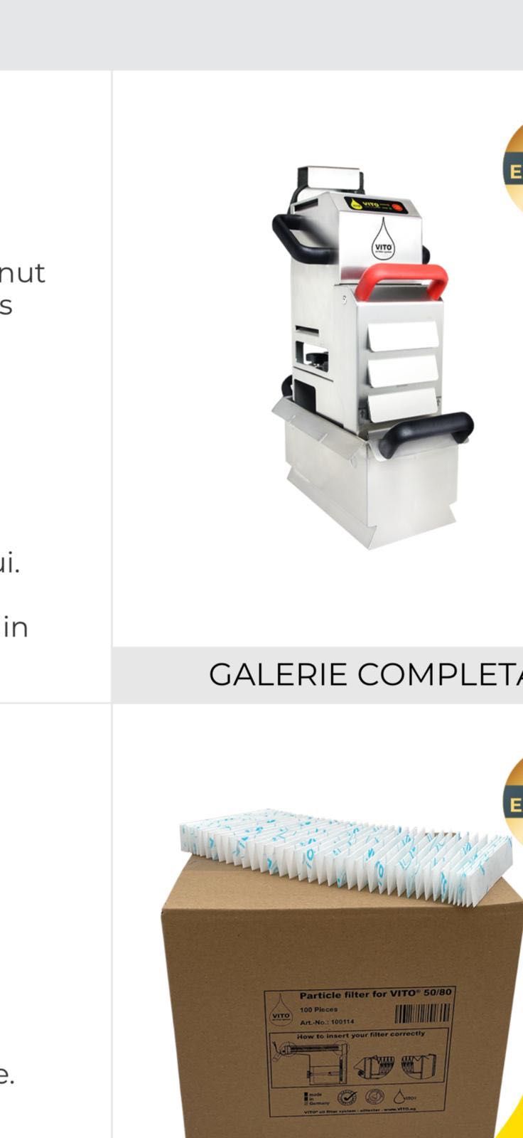 Sistem filtrare a uleiului VITO 50 capacitat filtrare 50 litri pe min