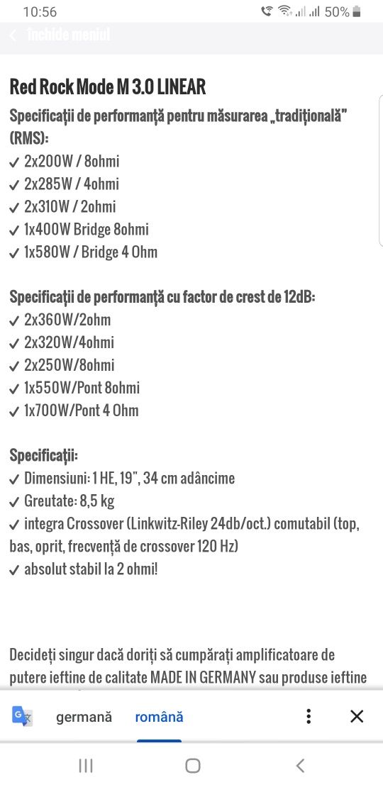 Red rock 3.0 putere amplificator