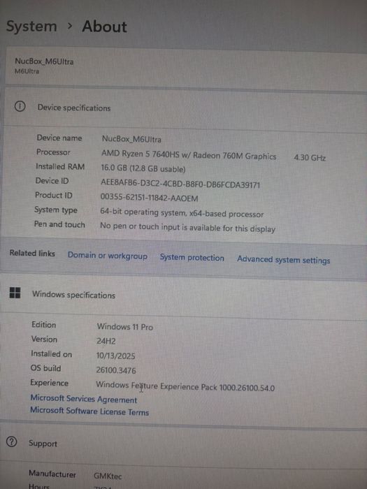 Mini pc GMKtek nucbox M6 Ultra ryzen 5 7640hs radeon 760m 16gb 1tb