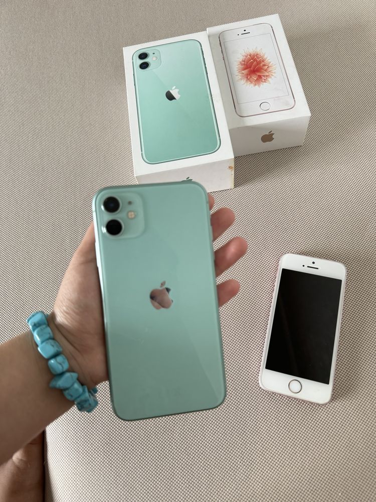 Iphone 11 в красивом тиффани цвете, Iphone SE в нежно розовом цвете