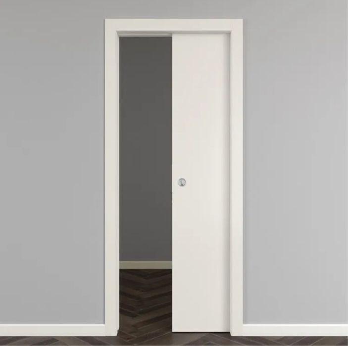 Set 2 usi glisante albe premium 209x90x11cm cu buzunar metalic