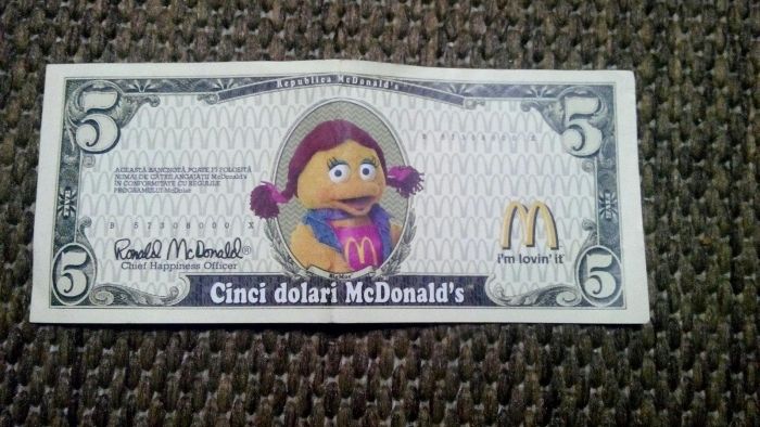 Mcdonald's bancnota cinci dolari de colectie