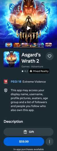 Asgard's Wrath 2 joc VR (oculus quest 2/meta quest 3/pro)