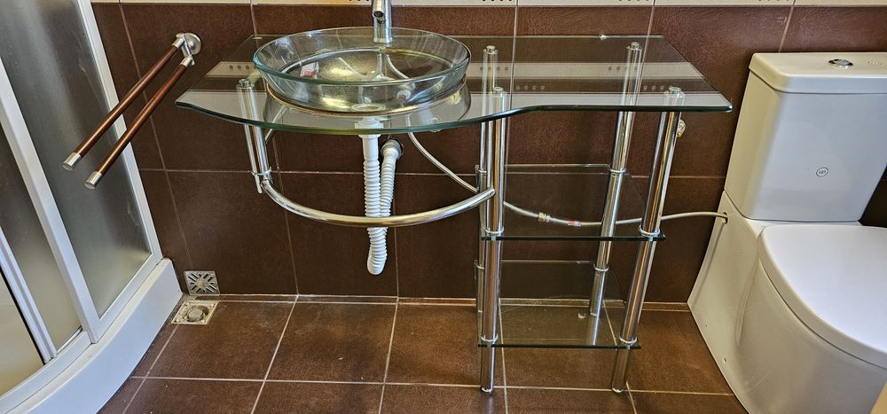 Chiuveta baie si blat de sticla cu etajere si baterie bonus