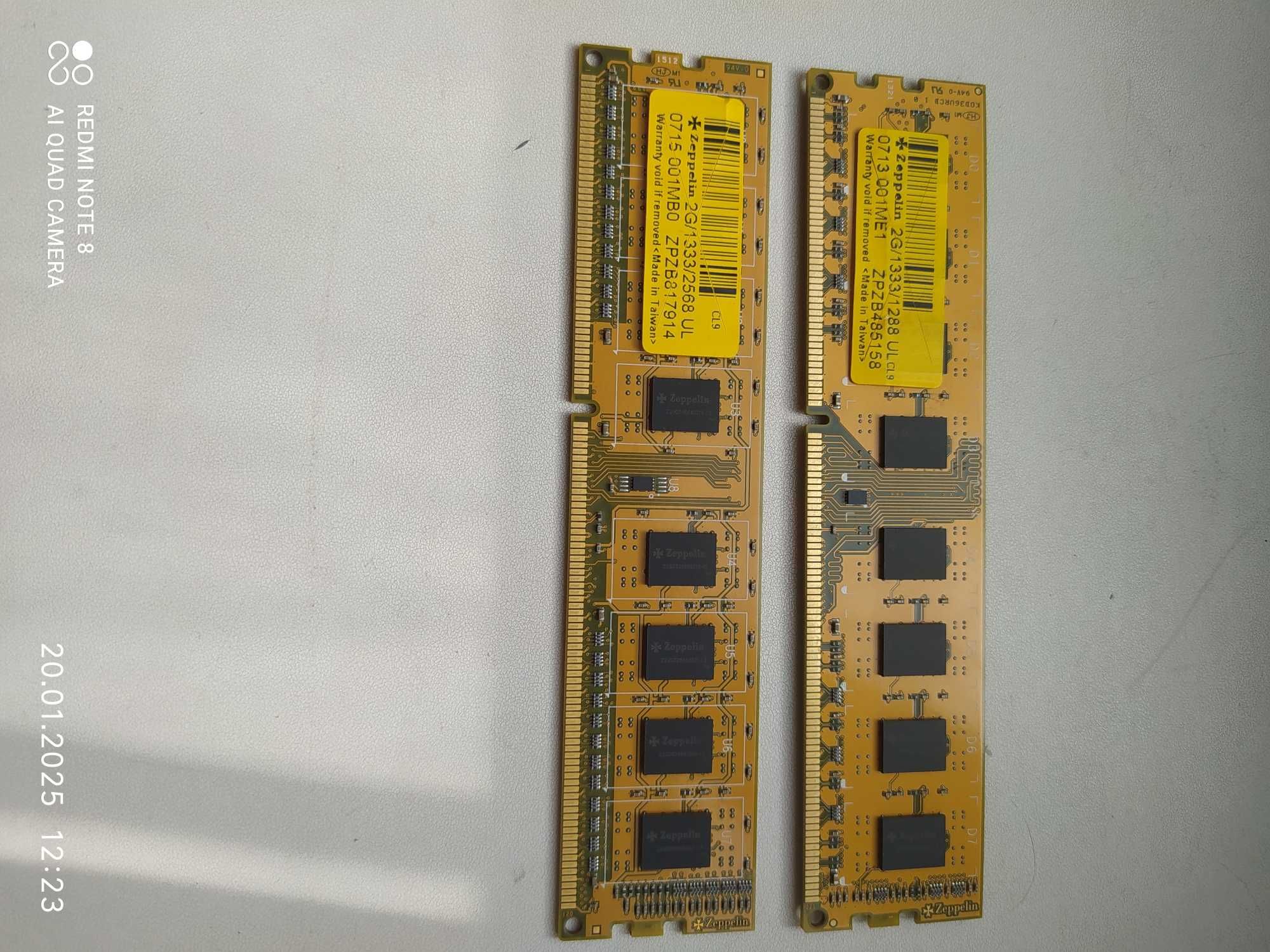 Оперативная память Zeppelin.  2G/1333/1288 DDR3 Производство Тайвань