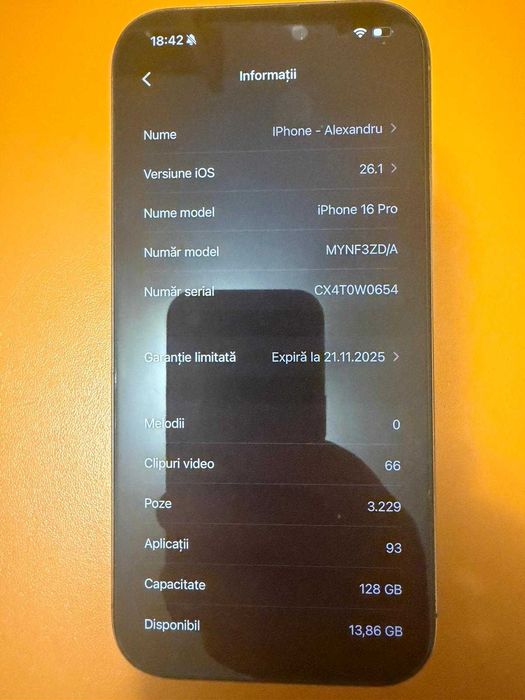 iPhone 16 PRO Desert Titanium 128 GB, ca NOU