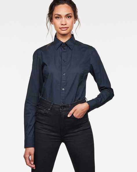 Дамска риза G star raw S размер вталена тъмно синя