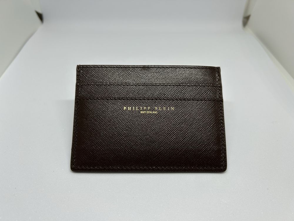 Portcard Philipp Plein din piele naturala maro, original