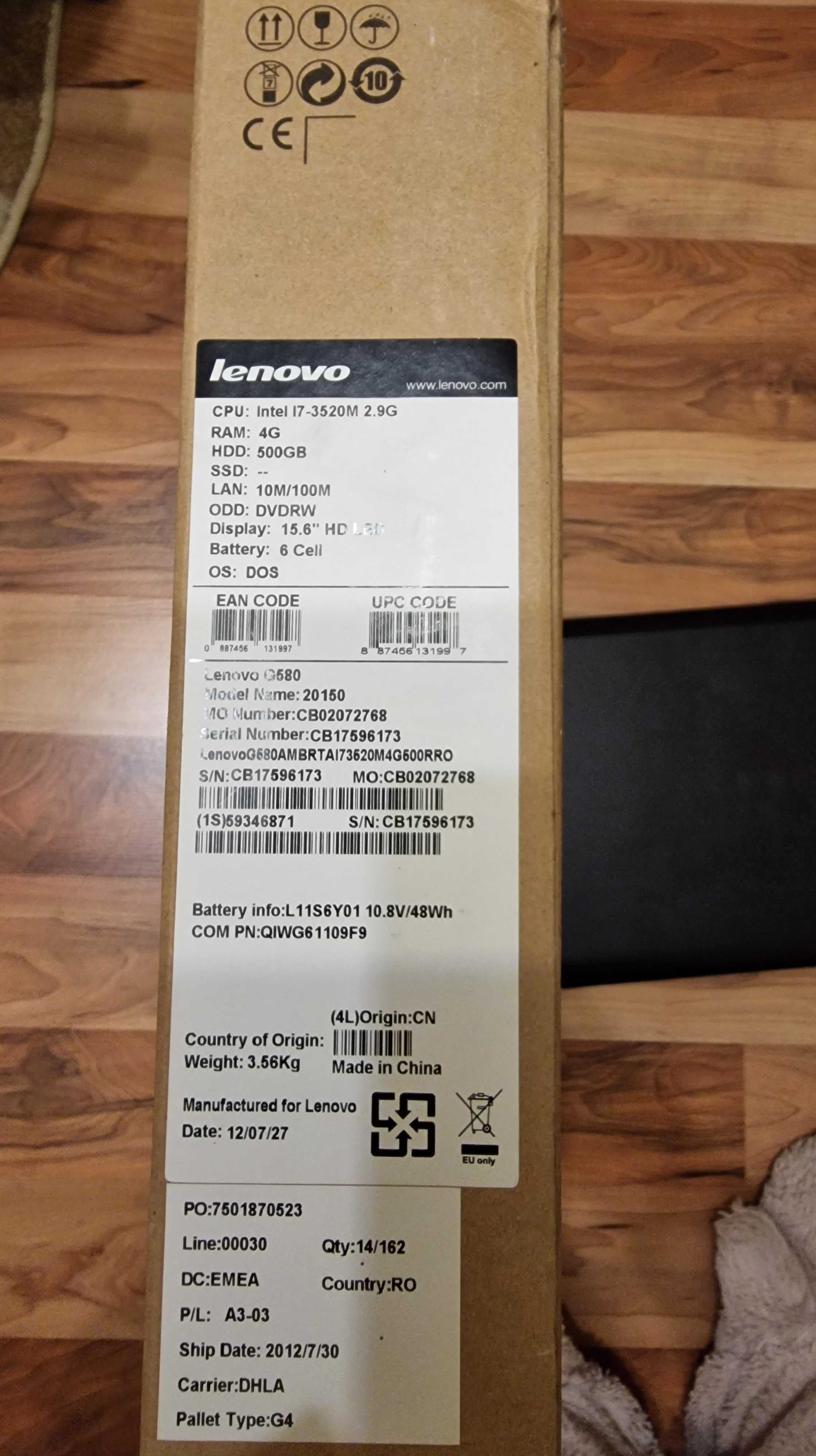 dezmembrez laptop lenovo G580 i7 2.9ghz model 20150