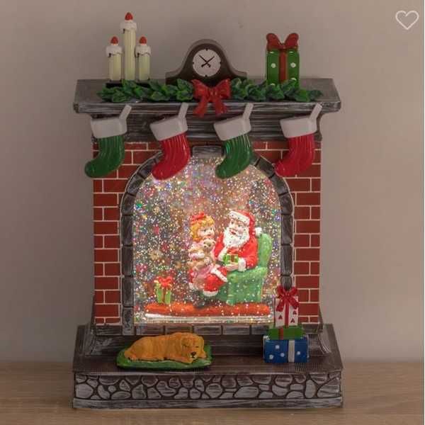 Коледна камина със снежни топки Mercado Trade, LED светлина и музика