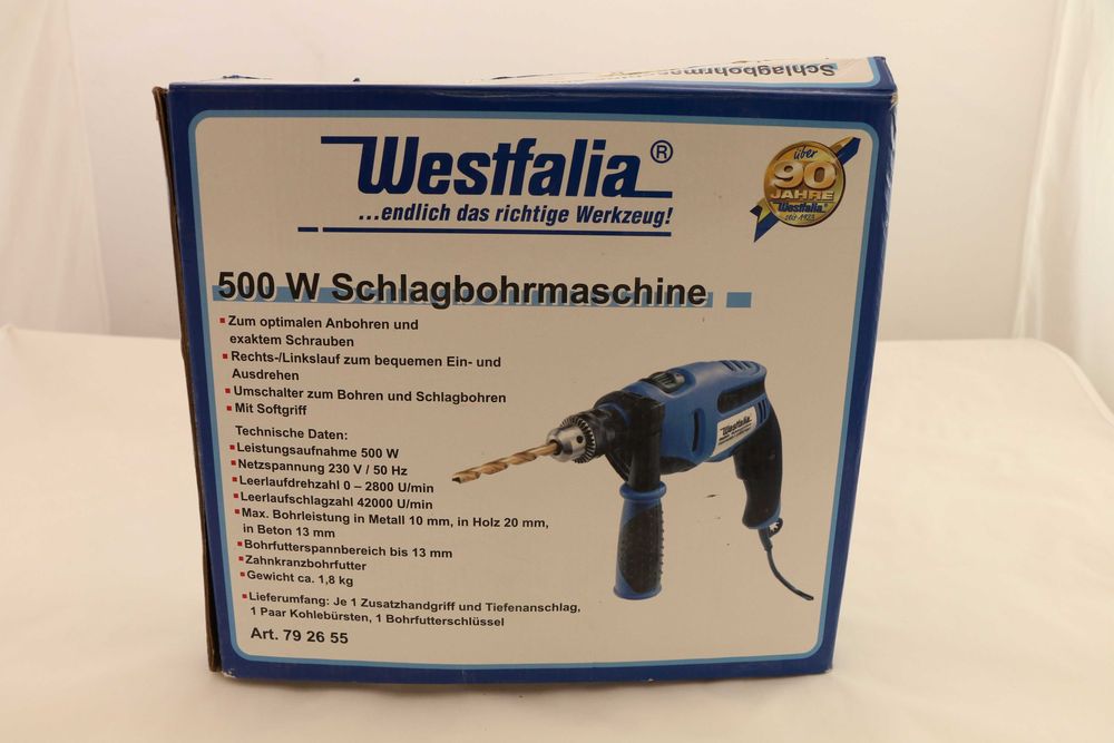 Компактна и мощна бормашина, 500 W, Westfalia- Германия