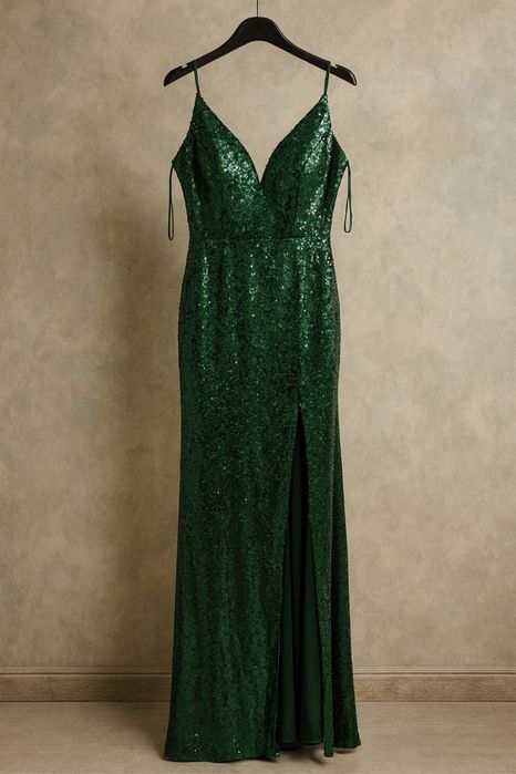Вечернее платье изумрудное