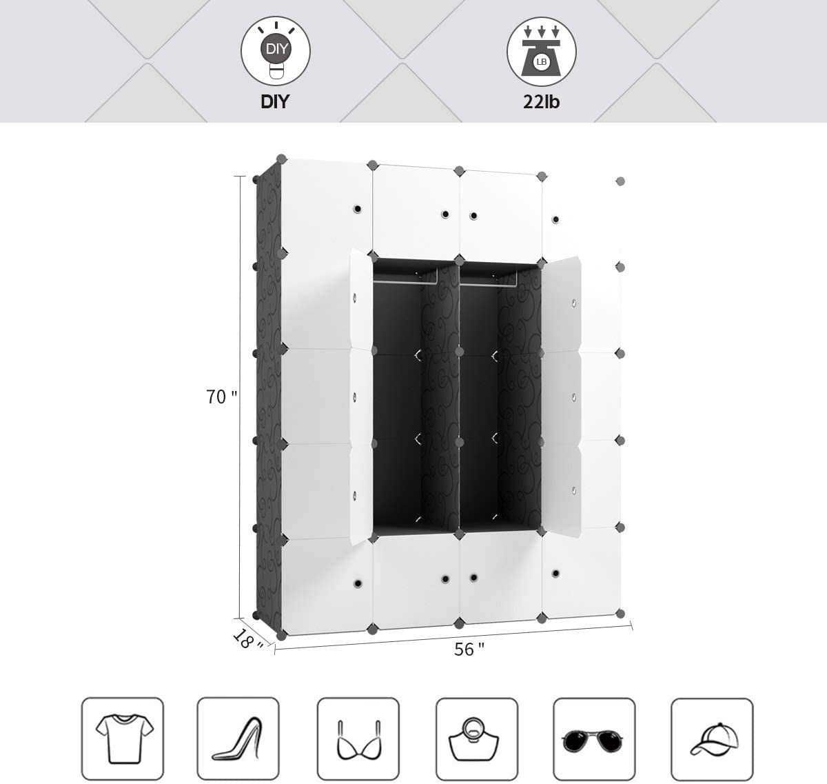 Комбиниран шкаф за съхранение / гардероб / органайзер X001AYF7VZ