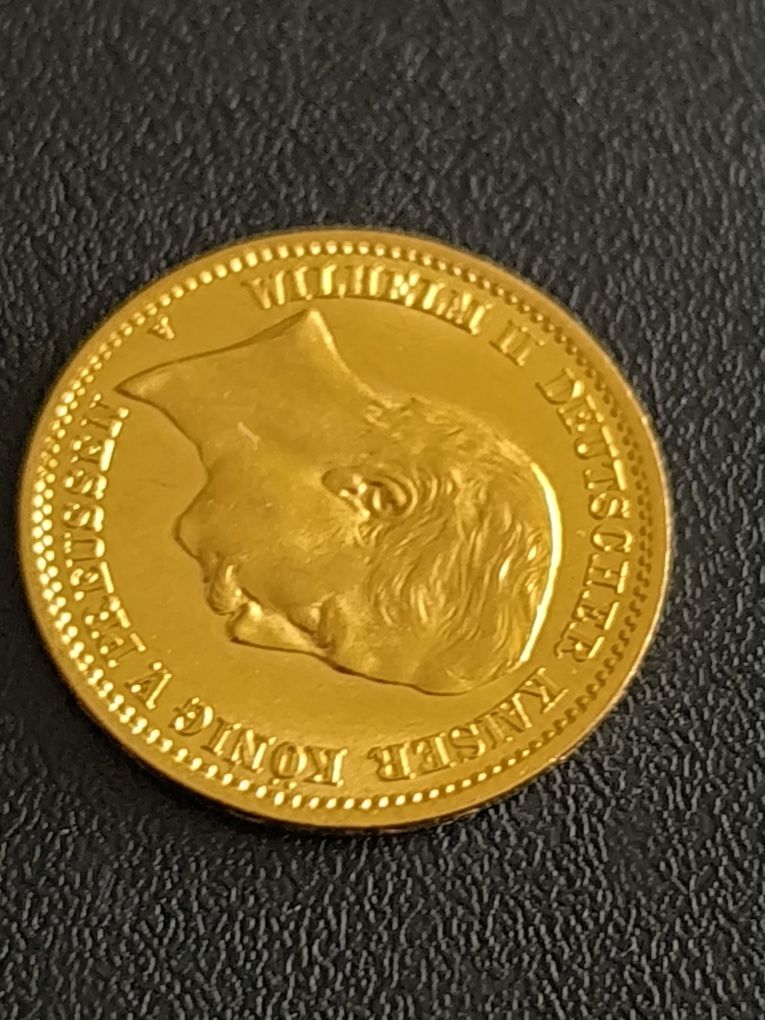 10 марки 1907 год, Вилхелм II, злато 4.00 гр,900/1000 (21.6 к)