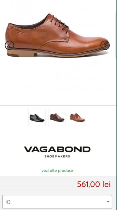Pantofi casual VAGABOND Lindhope, piele naturală, cognac nr. 43 si 44