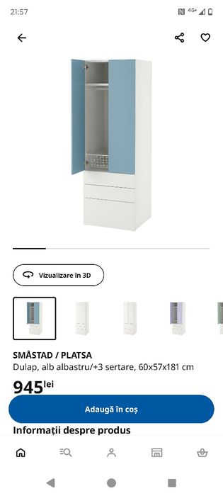 Dulap haine copii (alb/roz și alb/albastru)