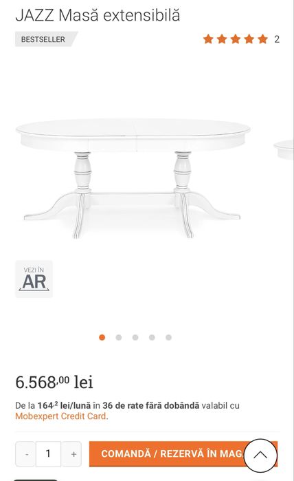 Vand masa extensibila colectia Jazz Mobexpert, lemn masiv de fag