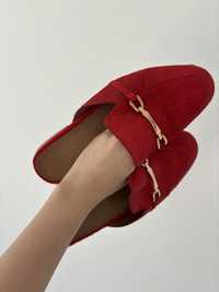 Loafers rosii de piele marime 39-40