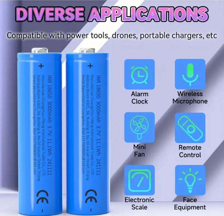 Baterie Externa Set 4 bucati Acumulator 18650 DE 3000mah Lanterna Noi