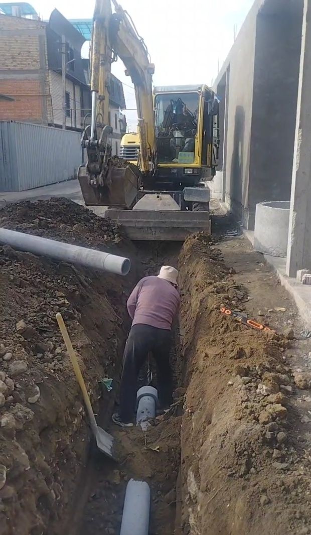 Монтаж наружный канализация и водопровод, септик выгребных яма