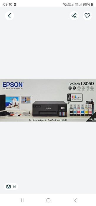 Epson L8050 svetnoy prentir Yangi karopka ochilmagan Kraska kamplikit