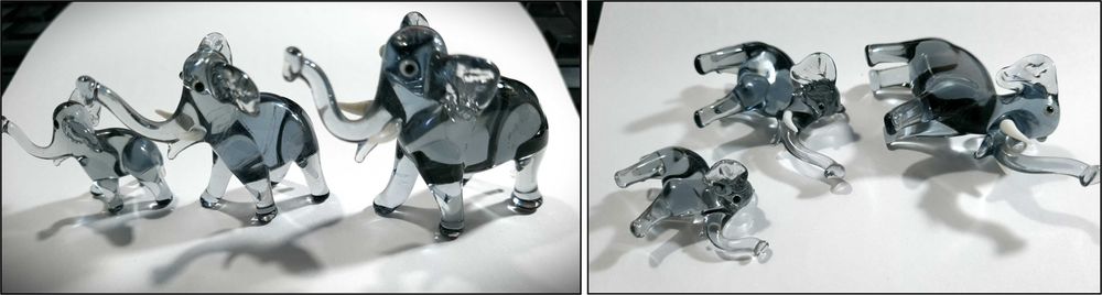 3 elefanți din sticla, vechi, perioada comunista